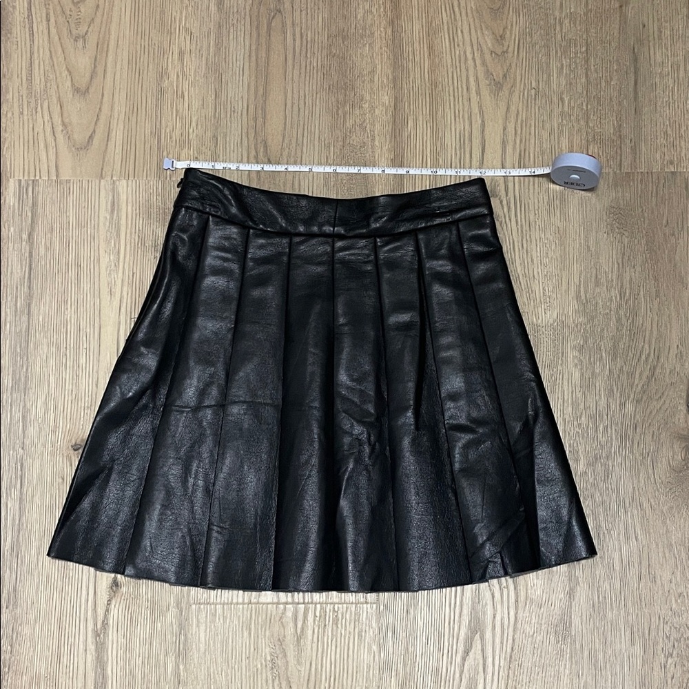 Sunday Best Black Faux Leather Pleated Skirt